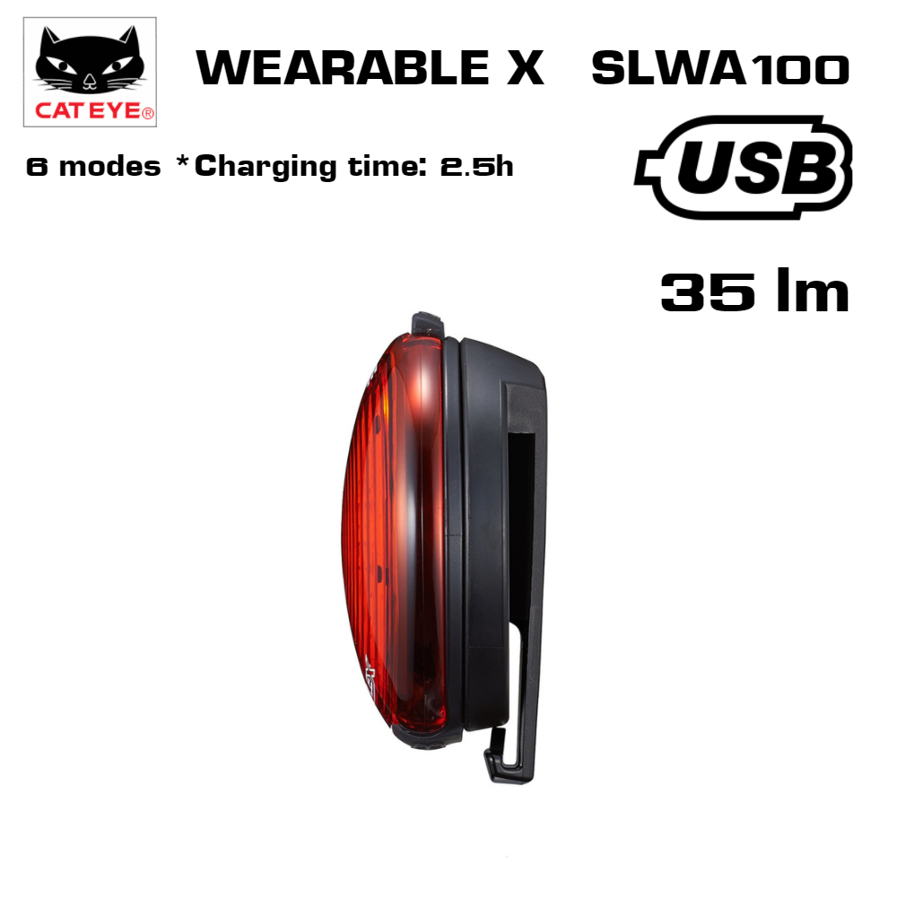 ไฟกระพริบติดจักรยาน CATEYE WEARABLE X, SLWA100 USB