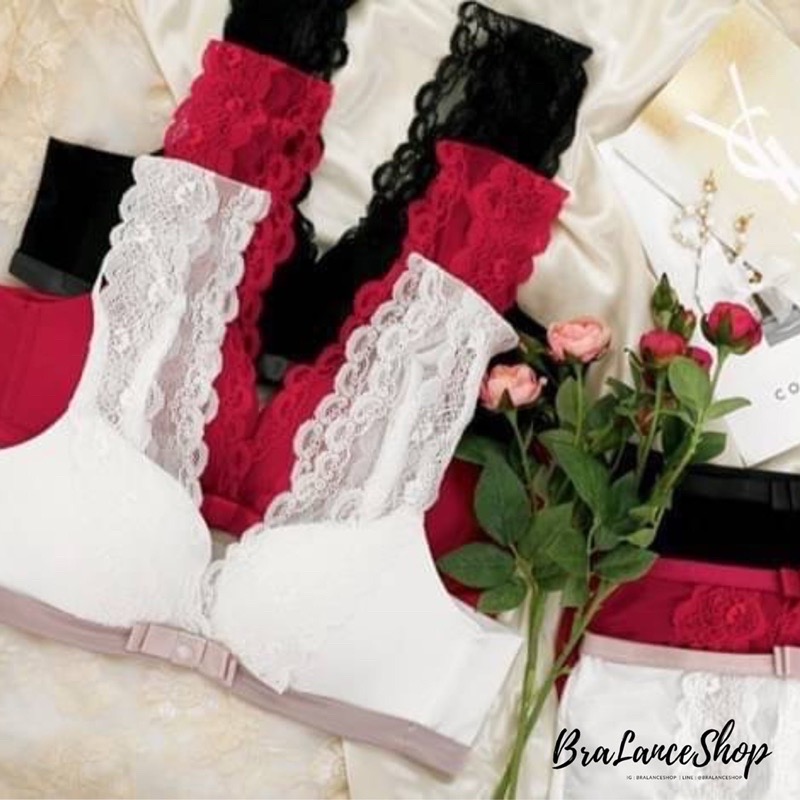 BLS✿323 Setบรา+กกน. ชุดชั้นในลูกไม้ สายใหญ่สไตล์เสื้อกล้าม