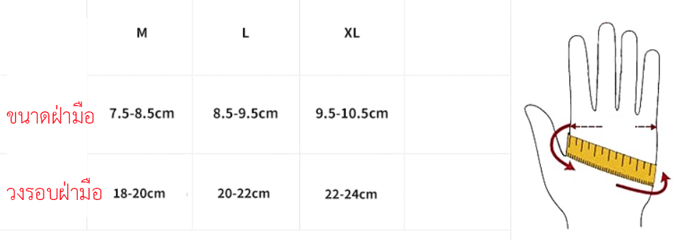 ถุงมือ เล่นเวทเทรนนิ่ง มีสายรัดข้อ