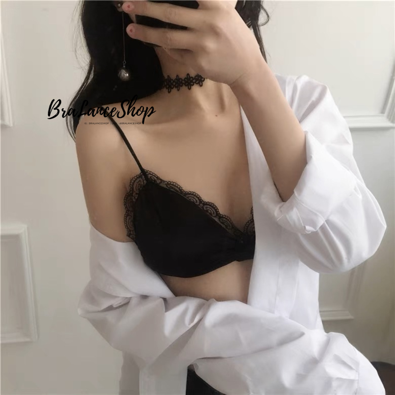 BLS✿384 บราเดี่ยวลูกไม้ผ้าซาติน บราสายฝอ