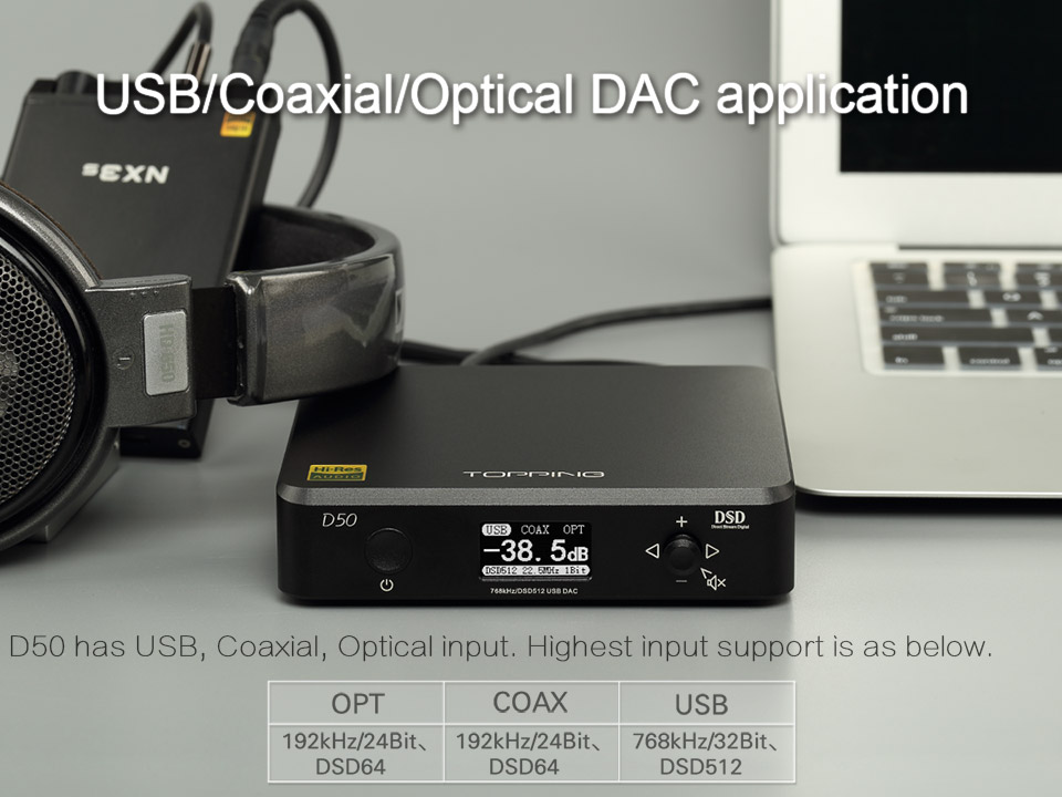 ขาย TOPPING D50 DAC ตั้งโต้ะระดับ Hi-Res รองรับ DSD512 , iOS , Android , Windows , MAC