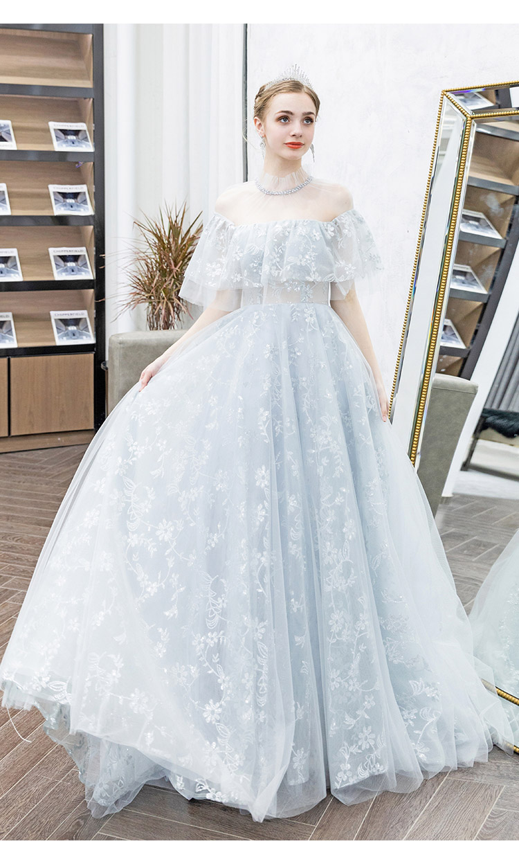 DL087 **พรีออเดอร์**ชุดออกงานสีเทา ชุดราตรี เดรสยาวออกงาน (Night party dresses) ชุดไปงานแต่งงานสวยๆ "ธีมสีเทา"