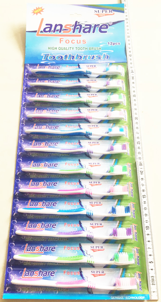 แปรงสีฟันแผงฉีกสีหวาน 12 ชิ้นแผง 57.5 ซม.