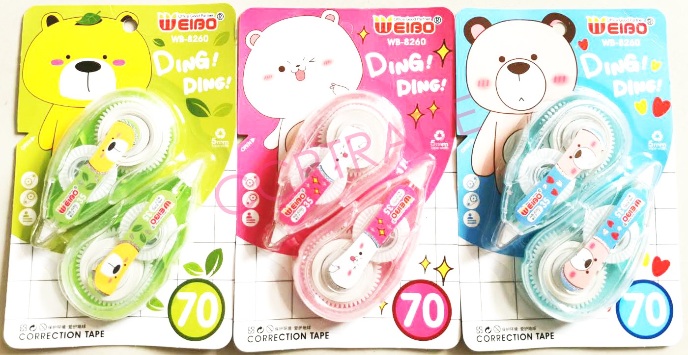 เทปลบคำผิดการ์ตูน 2 ชิ้นแผง 19 ซม.