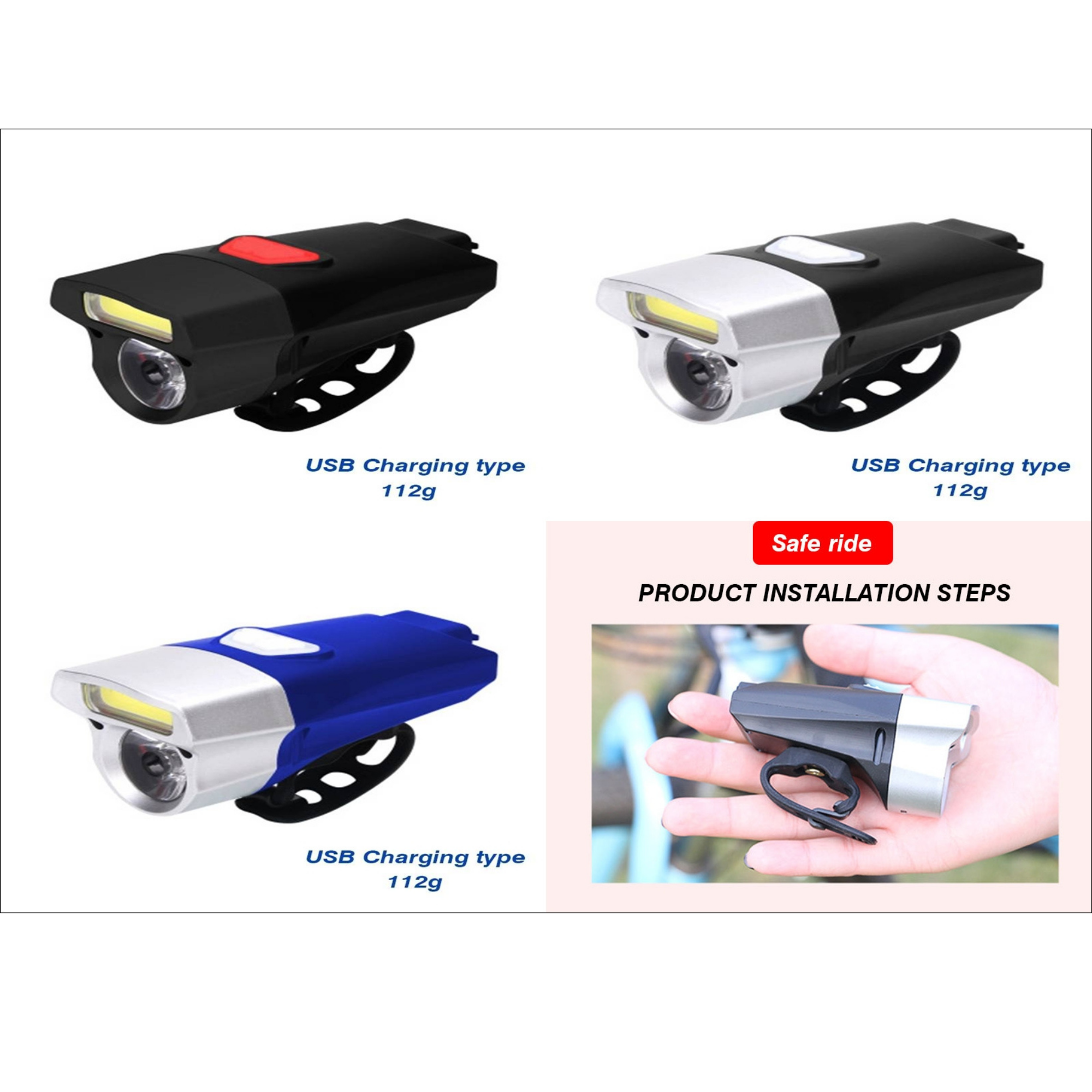 ไฟหน้าจักรยาน แบบสองหลอด แยกบังคับ DOUBLE LIGHT