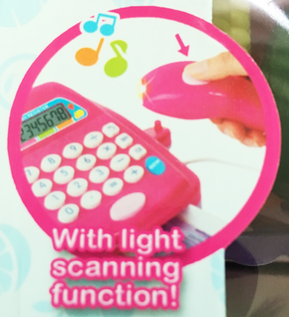 ชุดแคชเชียร์ชมพู+อุปกรณ์ มีเสียง มีไฟ คิดเงินได้จริง(1x2)