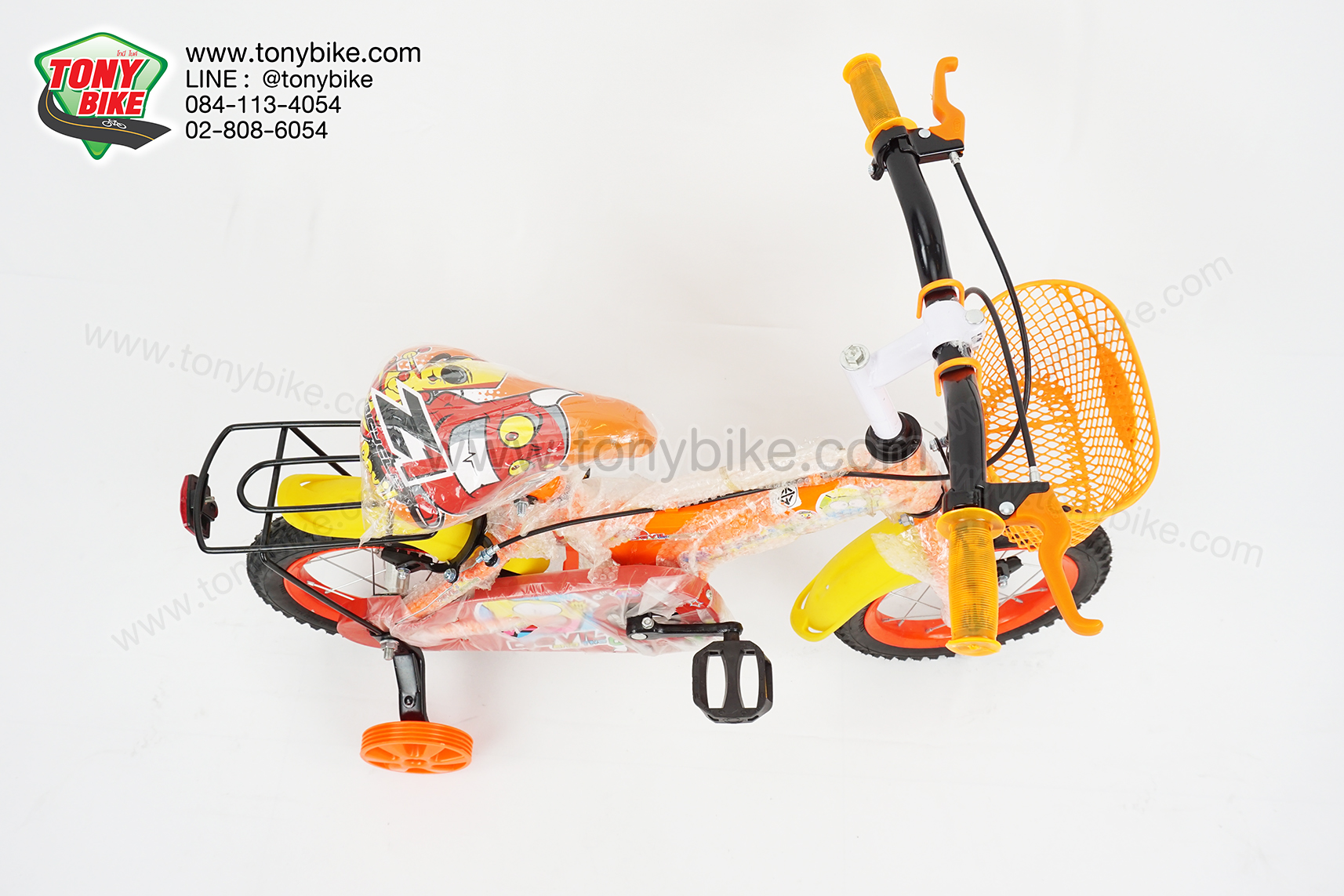 จักรยานเด็ก ล้อ 12 นิ้ว แฮนด์ตรง สีส้ม