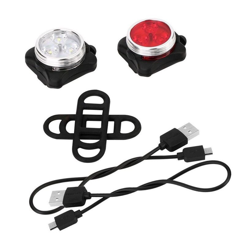 ชุดไฟหน้าท้ายจักรยาน USB HJ-030 ได้สองอัน สีแดงและสีขาว ไฟหน้าจักรยาน ไฟท้ายจักรยาน