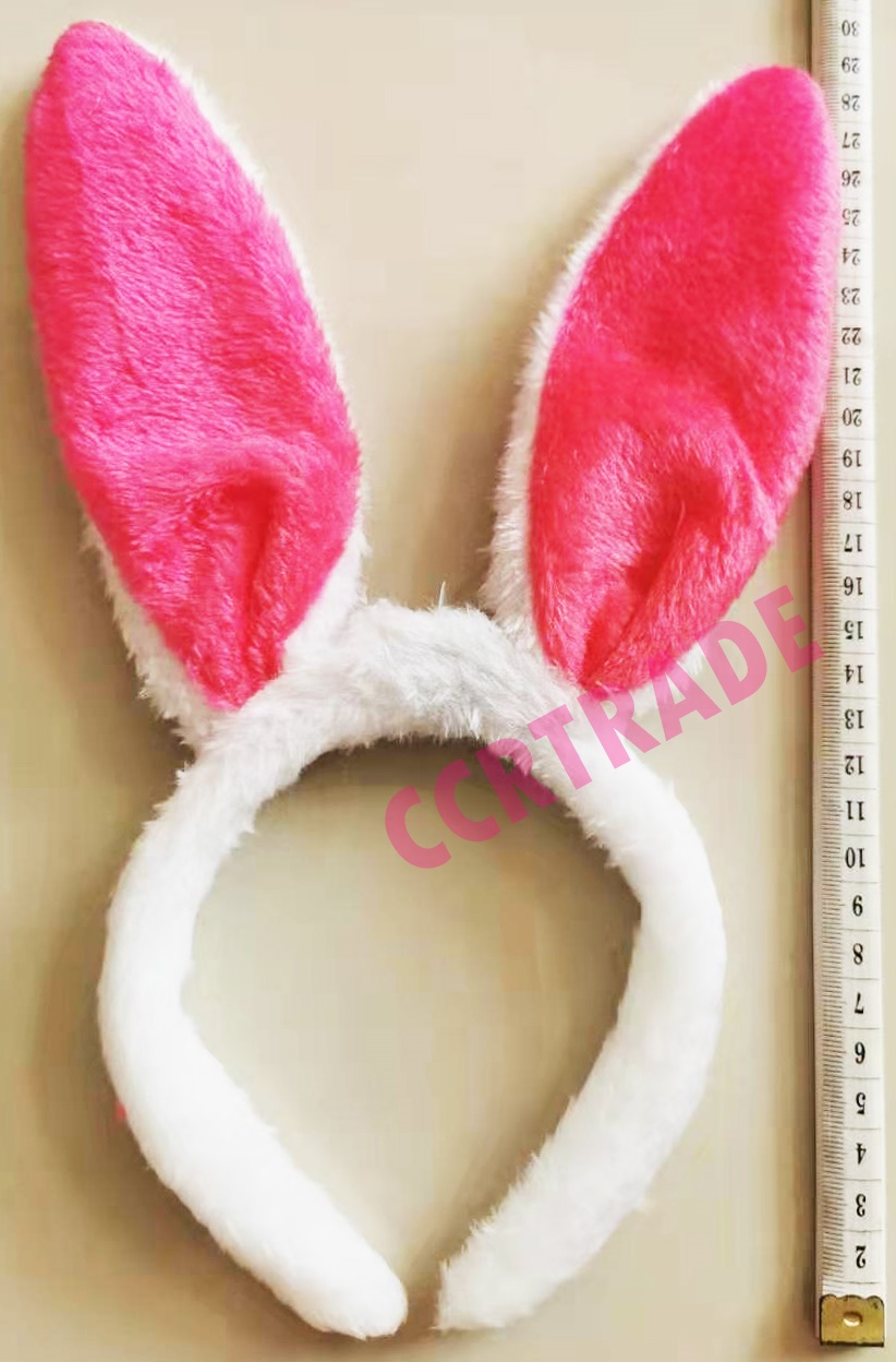 คาดผมหูกระต่ายขนนุ่ม 17x30 ซม.มีสีชมพูอ่อน-ชมพูเข้ม