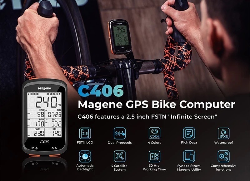 MAGENE : C406 ไมล์ GPS พร้อมบาร์ฟลาย