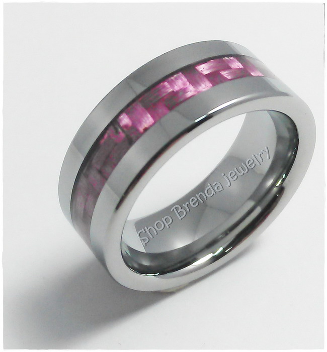 แหวนทังสแตน inlay pink พร้อมสลักชื่อ
