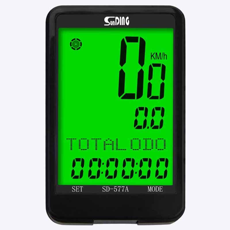 ไมล์วัดความเร็วจักรยานแบบมีสาย มีไฟ จอใหญ่ SUNDING SD-577A Wired LCD Bike