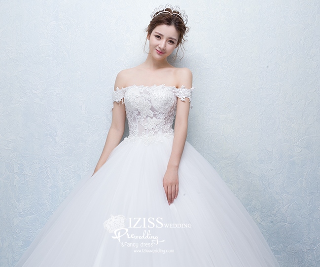 BR137 **พรีออเดอร์**ชุดแต่งงาน&ชุดเจ้าสาวแบบยาวสีขาวเกรดพรีเมี่ยม เปิดไหล่ มีแขน หรูหราน่ารัก สวยโดดเด่นไม่ซ้ำใคร