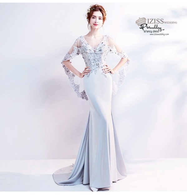 DL047 - **พรีออเดอร์** ชุดราตรี เดรสยาวออกงาน (Night party dresses) ชุดไปงานแต่งงานสวยๆ "ธีมสีเทา"