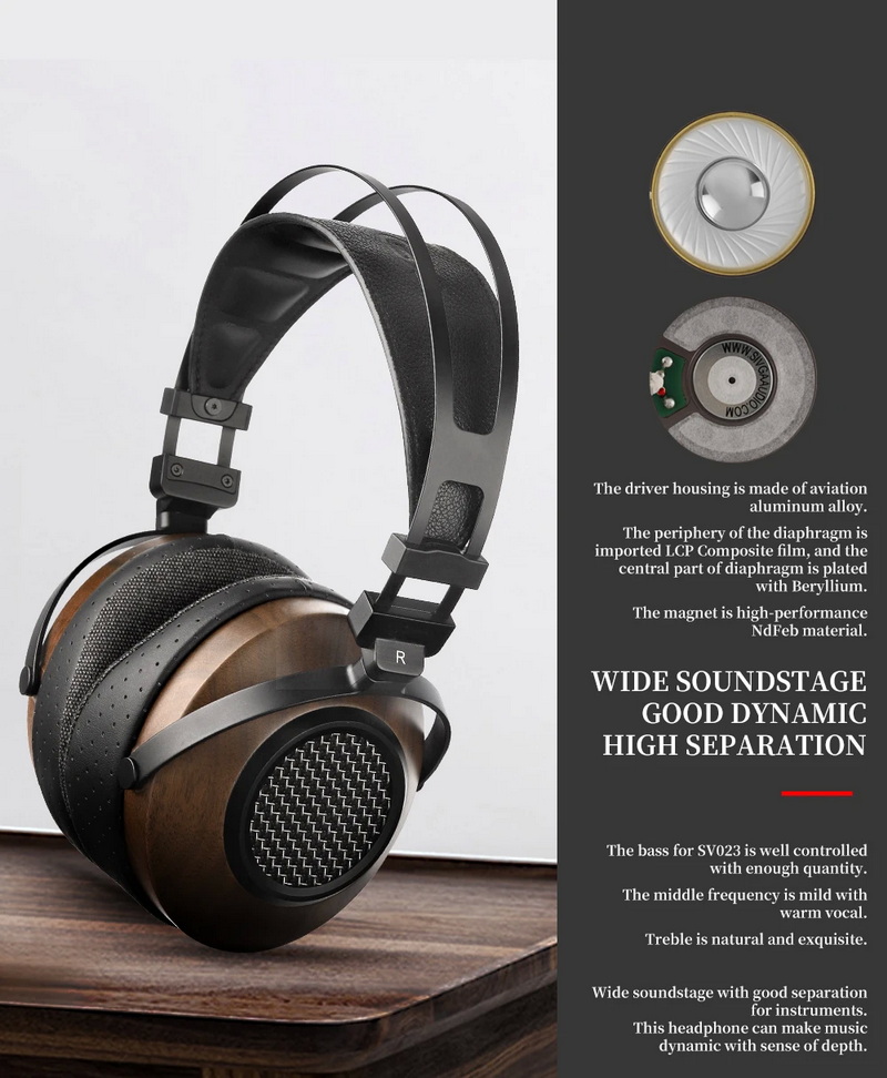 Sivga SV023 หูฟัง Headphone ไดรเวอร์ไดนามิก ไดอะแฟรมชุบเบริลเลียม ไม้แบบเปิดด้านหลัง ประกันศูนย์ไทย