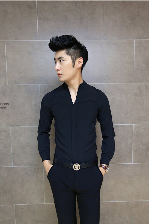 พร้อมส่ง เสื้อเชิ้ตผู้ชาย สีดำ แขนยาว ผ่ากระดุม กระดุมหน้าเต็มตัว ใส่ทำงาน ใส่ลำลอง ใส่เที่ยว