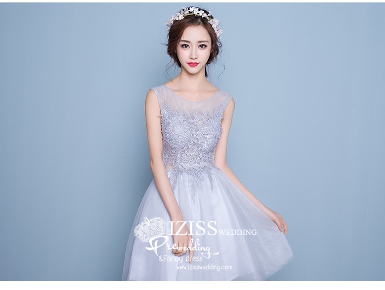 DS009 - **Pre order**ชุดราตรีหรู เดรสสั้นออกงาน (short dresses) ชุดไปงานแต่งงานสวยๆ ชุดยกน้ำชา "ธีมสีเทา"