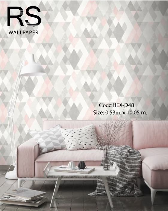 วอลเปเปอร์โมเดิร์นลาย ข้าวหลามตัด เรียงกันโทนสีเทา HEX-D48