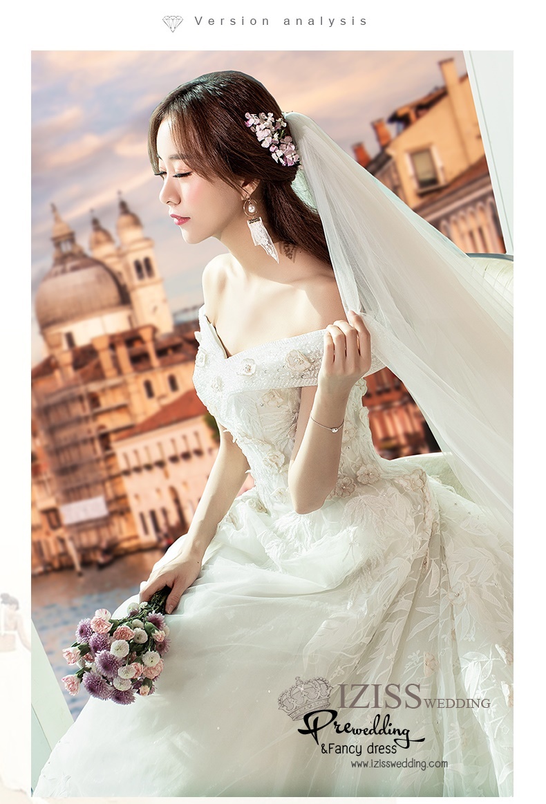 BR327 **พรีออเดอร์**ชุดแต่งงาน&ชุดเจ้าสาวแบบยาวอลังการ สีขาวเกรดพรีเมี่ยม หรูหราน่ารัก สวยโดดเด่นไม่ซ้ำใคร