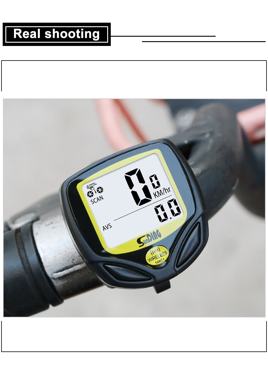 ไมล์จักรยานไร้สาย SUNDING 14 ฟังชั่น รุ่น sd 548c (แพ๊คถุง OPP)