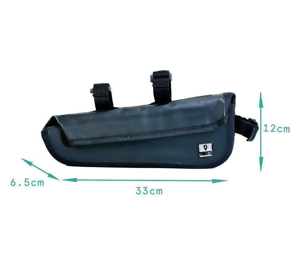 VINCITA B023WP กระเป๋าสามเหลี่ยมกันน้ำใต้เฟรม Black