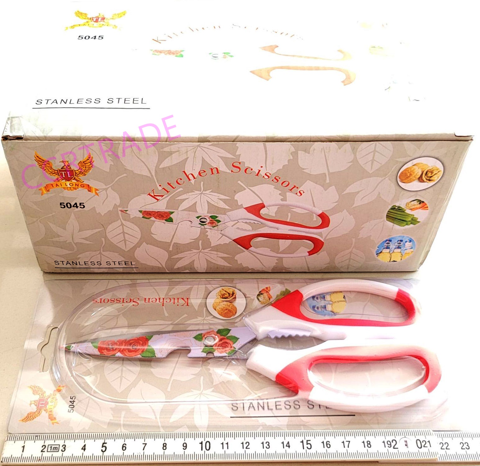 กรรไกรอเนกประสงค์ ลายดอก 8.5 นิ้วกล่อง 24 ซม.