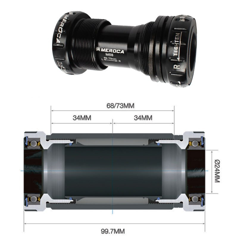 กะโหลกกลวงจักรยาน MEROCA รุ่น M68 / 73 M92 แบบเกลียวหรืออัด
