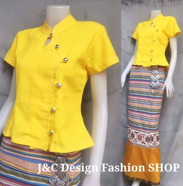 เสื้อผ้าไทยพื้นเมืองสีเหลือง #เสื้อผ้าฝ้ายสไตน์อิสาน #เสื้อทำงานผ้าไทย #เสื้อผ้าฝ้ายสไตน์ภูไทยสีเหลืองพร้อมส่ง