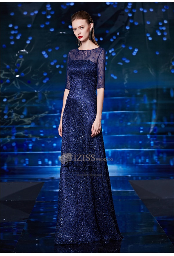 T006**พรีออเดอร์เดรสสีน้ำเงิน**ชุดราตรียาวสีน้ำเงินทั้งชุด แขนสั้น เล่นดีเทลตกแต่งเลื่อมในลูกไม้ ชุดเข้ารูป สวยหรู งานเกรดพรีเมี่ยม ไฮโซมากๆ ค่ะ