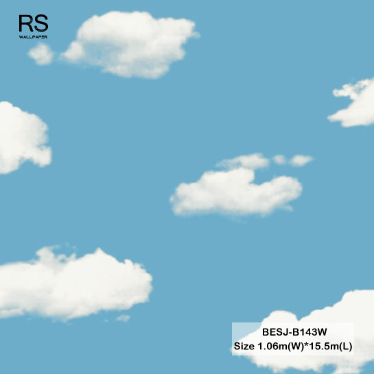 วอลเปเปอร์ลายท้องฟ้า สีฟ้าสด BESJ-B143W