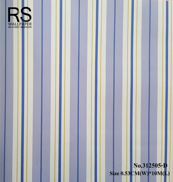 วอลเปเปอร์ ล้างสต๊อกลายทาง สีฟ้า สีน้ำเงิน สด 31255-D