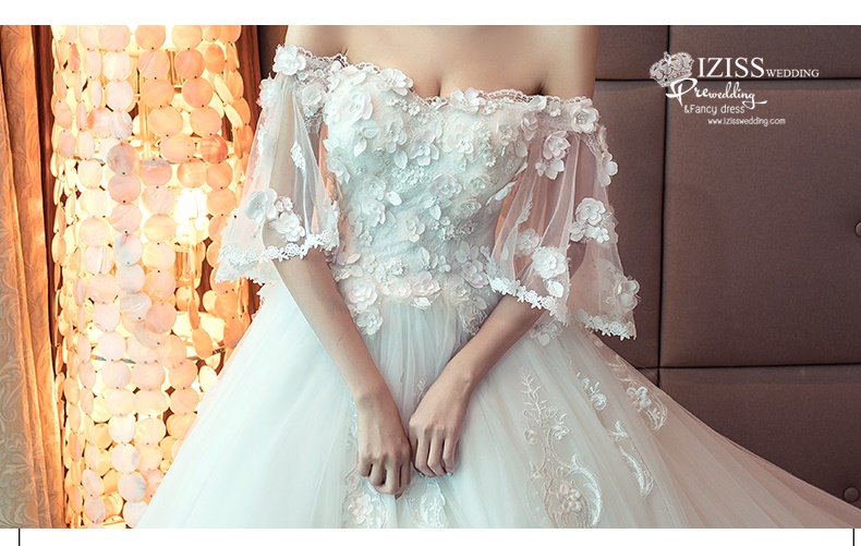 BR337 **พรีออเดอร์**ชุดแต่งงาน&ชุดเจ้าสาวแบบยาวอลังการ สีขาวเกรดพรีเมี่ยม หรูหราน่ารัก สวยโดดเด่นไม่ซ้ำใคร