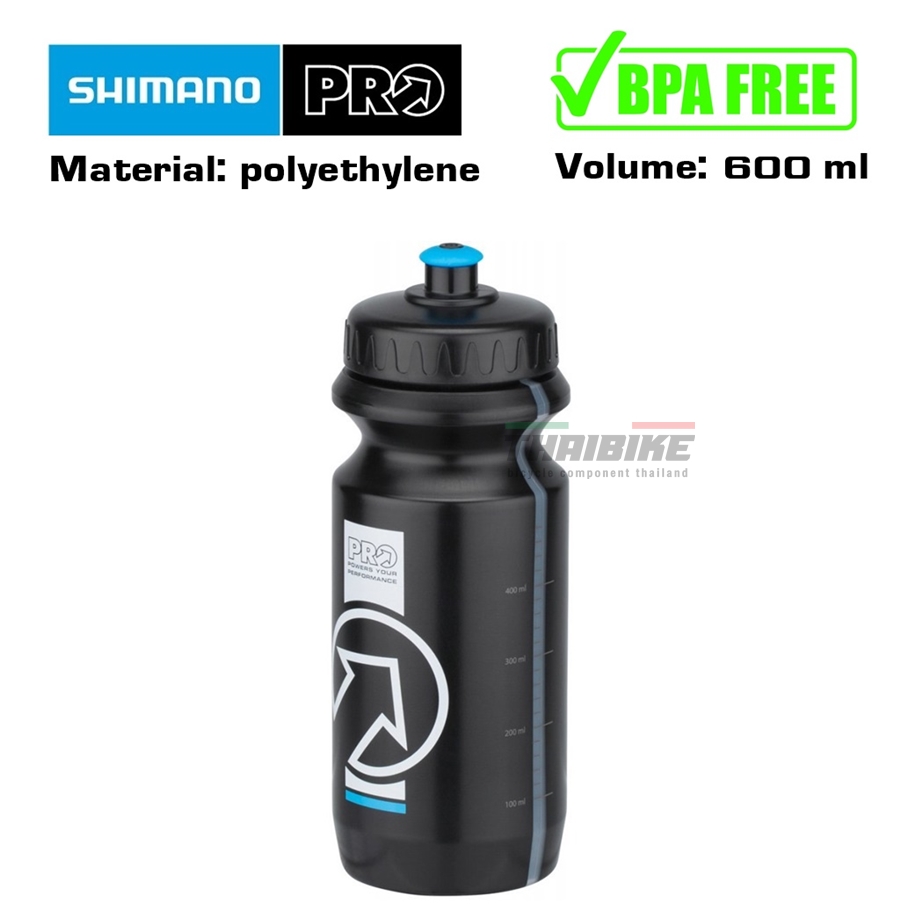 ขวดน้ำจักรยาน กระติกน้ำ SHIMANO PRO 600/800ML สีดำ/สีใส