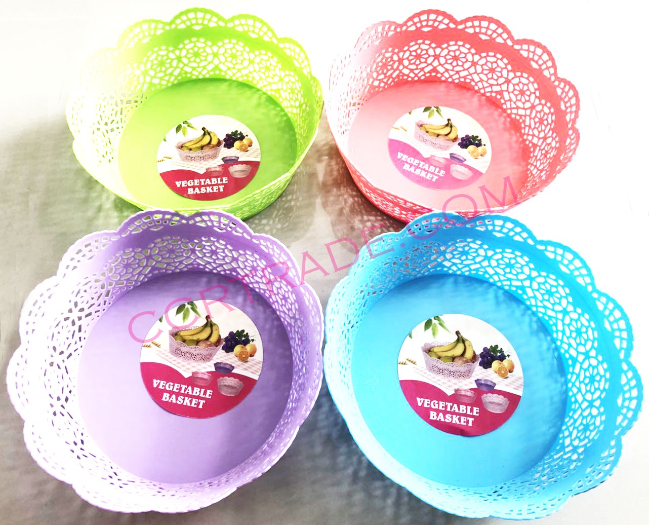 ตะกร้าฉลุกลมสีหวาน 24 ซม.