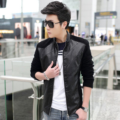 พร้อมส่ง เสื้อแจ็คเก็ตผู้ชาย เสื้อหนัง PU ผู้ชาย สีดำ ซิปหน้า แขนแต่งกระดุม ใส่เที่ยว ใส่ทำงาน ใส่แล้วเท่