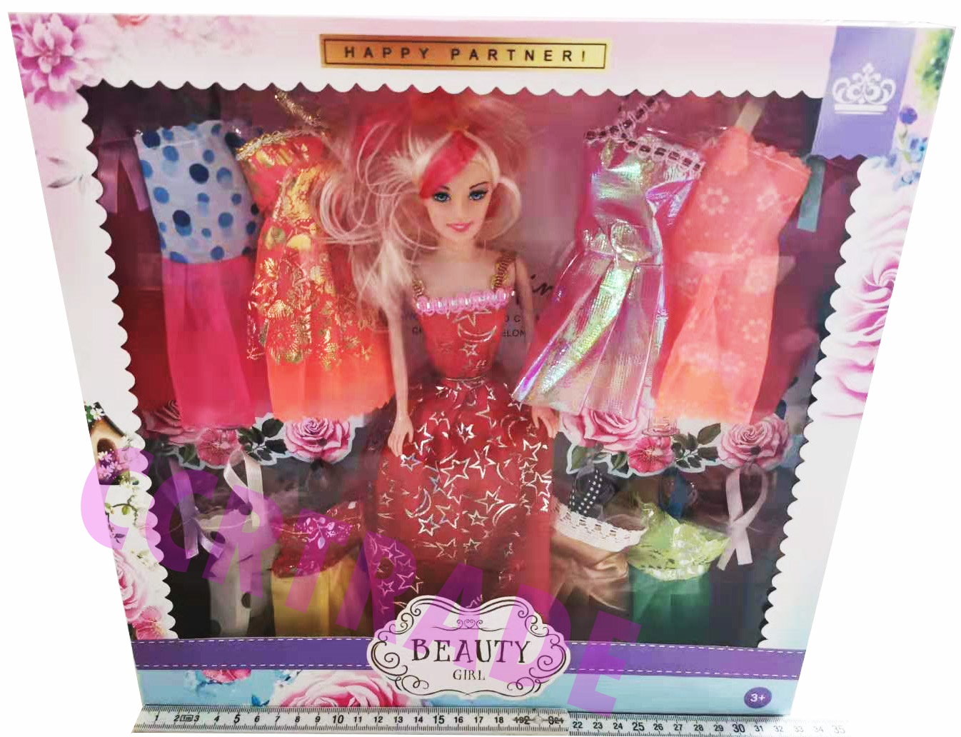 บาร์บี้แต่งตัว+กระโปรง 12 ชุดกล่องใหญ่ 33 ซม.(1x3)