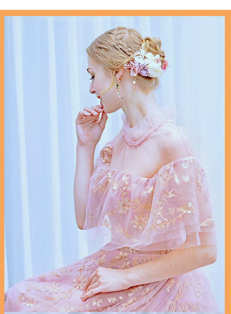 DL088 **พรีออเดอร์** ชุดออกงานสีชมพูทอง ชุดราตรี เดรสยาวออกงาน (Night party dresses) ชุดไปงานแต่งงานสวยๆ "ธีมสีชมพูทอง"