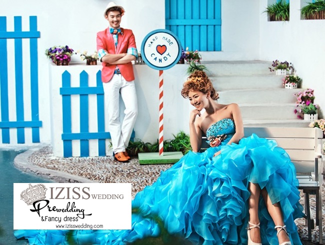 PW189 - Pre order ชุดคู่ถ่ายพรีเวดดิ้ง (prewedding dress) & ชุดแต่งงานแฟนซี (Fancy wedding dress)ชายหญิง "ธีมสีฟ้า-ส้ม"