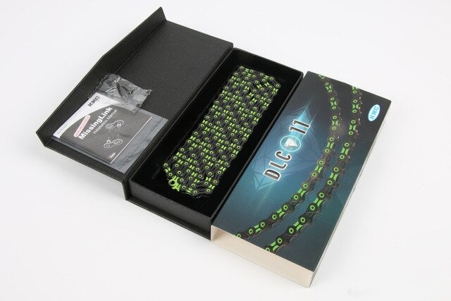 ของแท้ โซ่เพชร Kmc x11sl dlc, complete hollow super light chain, diamond chain color, 11 speed