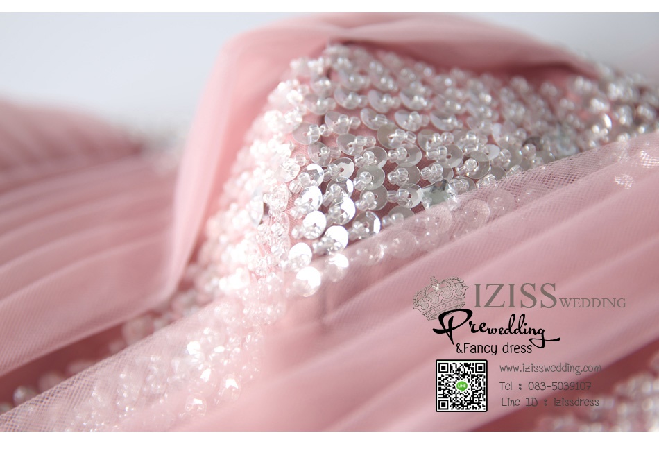 DL005 - **Pre order**ชุดราตรี เดรสหน้าสั้นหลังยาวออกงาน (Evening dresses) ชุดไปงานแต่งงานสวยๆ "ธีมสีชมพูกะปิ"