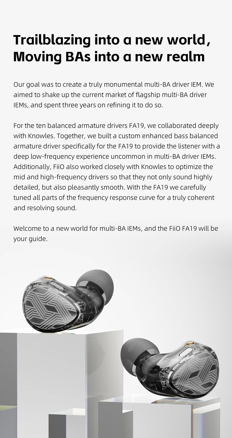 FiiO FA19 หูฟัง 10 ไดรเวอร์ Knowles BA, Crossover เกรด audiophile สายเงินไฮเอนด์ รองรับ Hi-Res ประกันศูนย์ไทย