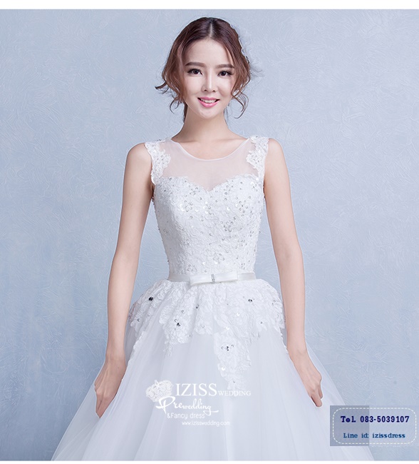 BR194 **พร้อมส่ง**ชุดแต่งงาน&ชุดเจ้าสาวแบบยาวสีขาวเกรดพรีเมี่ยม เปิดไหล่ มีแขน หรูหราน่ารัก สวยโดดเด่นไม่ซ้ำใคร