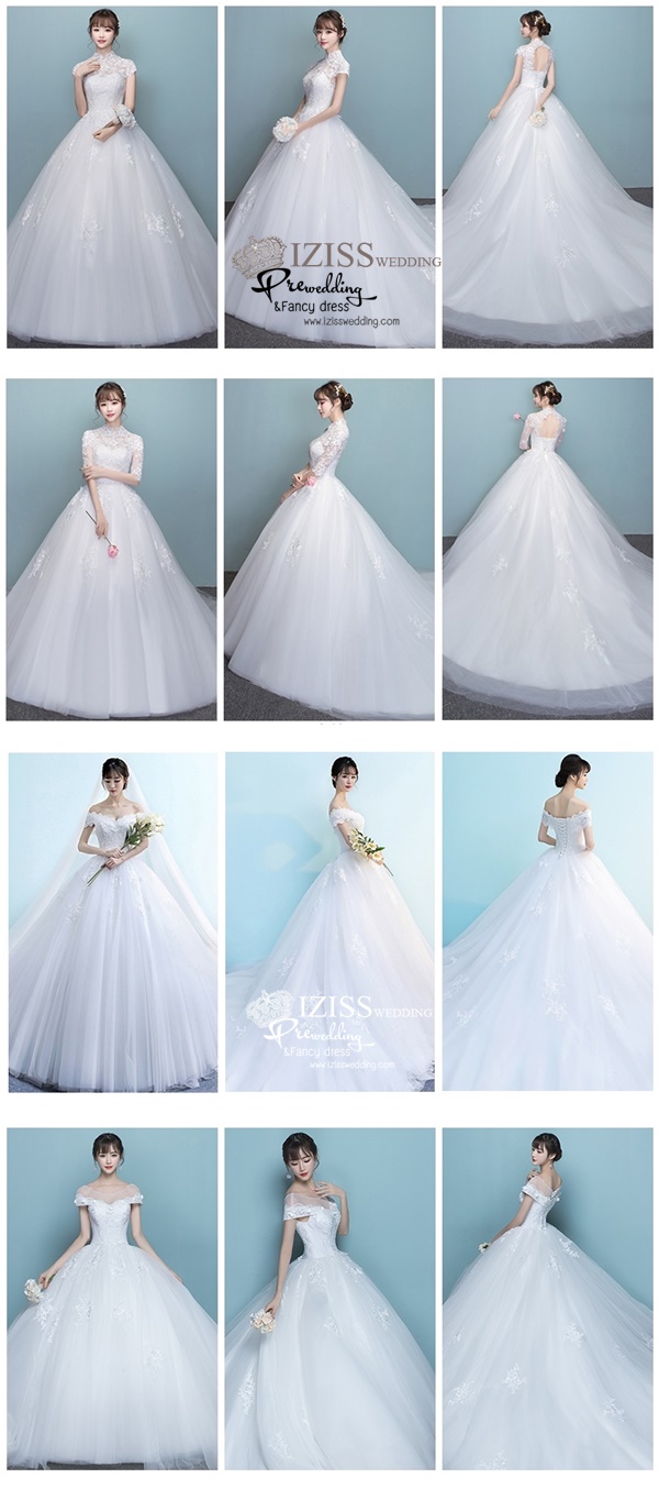 BR310 **พรีออเดอร์**ชุดแต่งงาน&ชุดเจ้าสาวแบบยาวสีขาวเกรดพรีเมี่ยม หรูหราน่ารัก สวยโดดเด่นไม่ซ้ำใคร