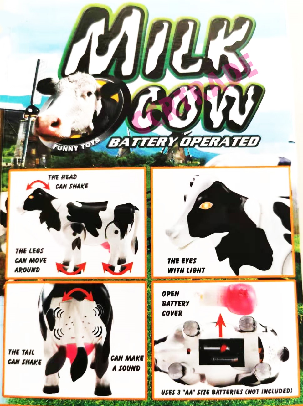 แม่วัวนม มีเสียงมีไฟกล่อง 17x28.5 ซม.(1x3)