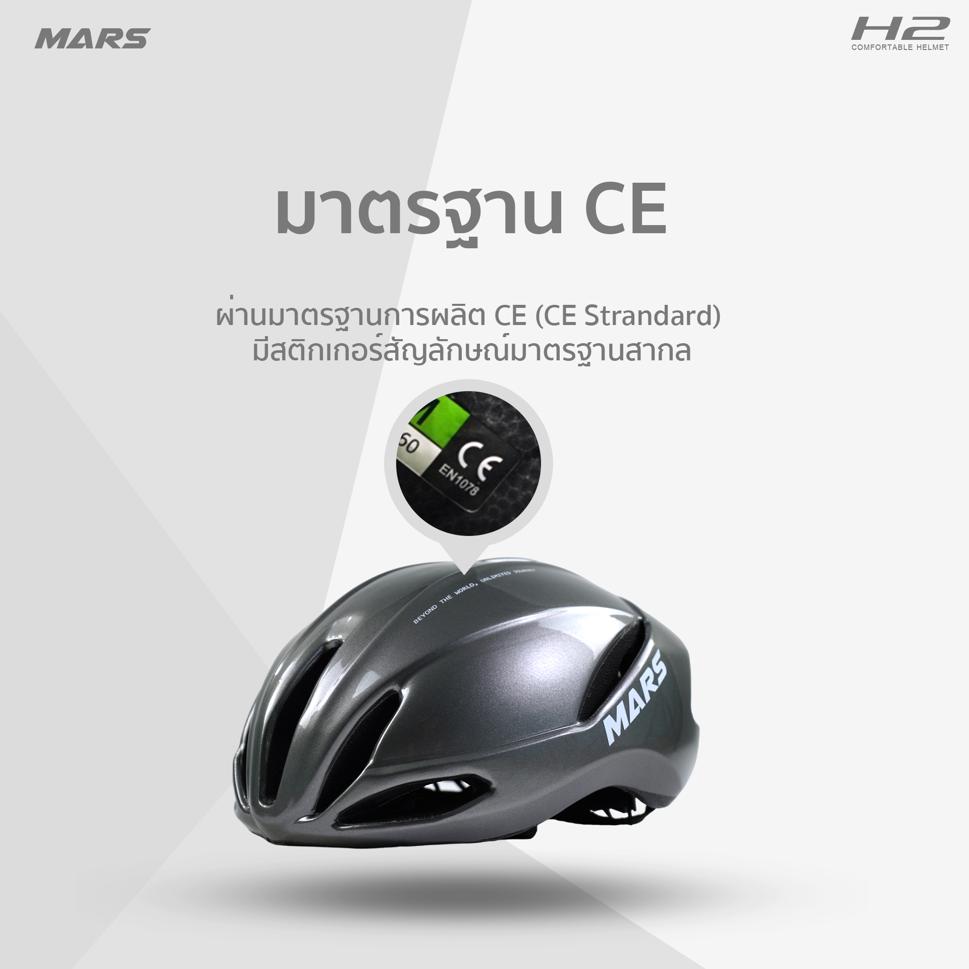 หมวกกันน็อคจักรยานแบรนด์ MARS รุ่น H2 ทรง Aerodynamic