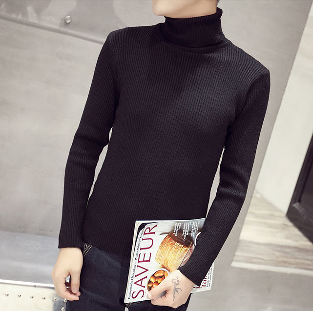 พร้อมส่ง เสื้อไหมพรม คอเต่า สีดำ แขนยาว ใส่กันลม ใส่กันหนาว