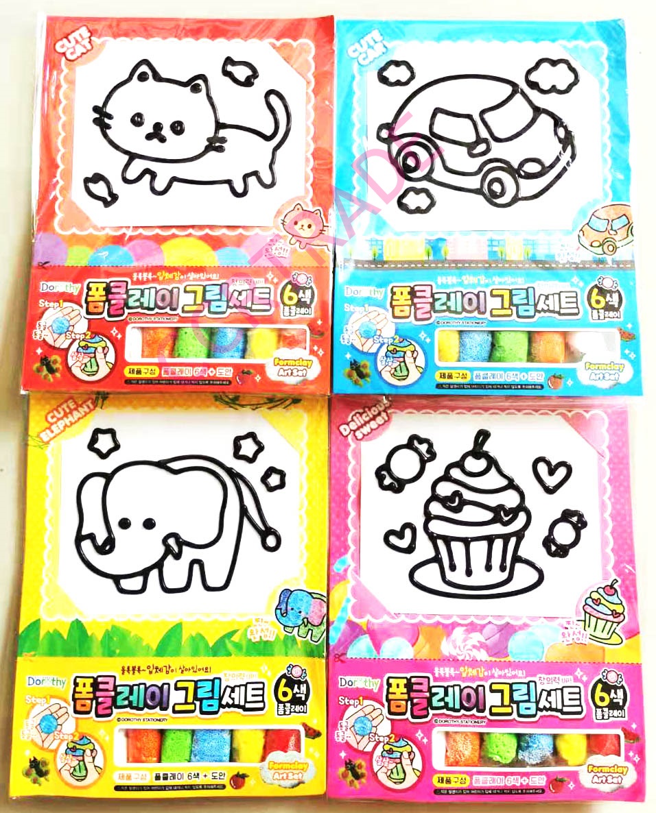 การ์ตูน DIY+โฟมปั้น 6 สีกล่องเกาหลี 24 ซม.(1x16)