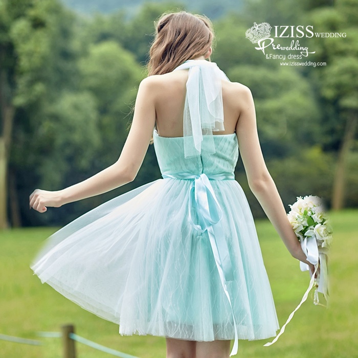 ฺBM0121 - พรีออเดอร์ ชุดเพื่อนเจ้าสาวราตรีสั้นธีมสีเขียวมินท์/สีเทา น่ารักมากๆค่ะ