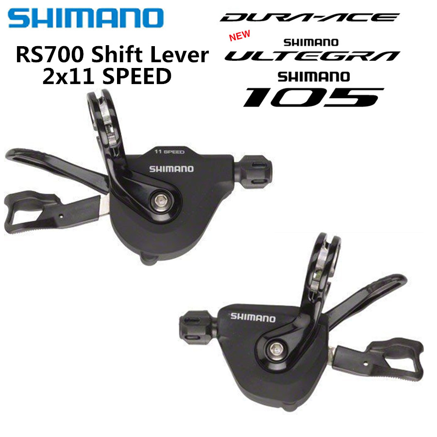 มือเกียร์จักรยาน SHIMANO 105, สำหรับใส่แฮนด์ตรง SL-RS700, R/L, 2X11-SPD, สีดำ