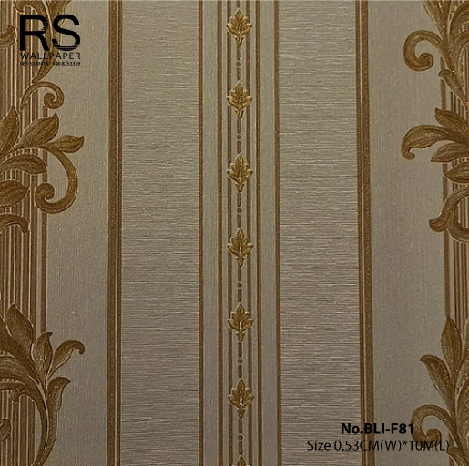 วอลเปเปอร์ ลายหลุยส์ผสมลายทาง โทนสีน้ำตาลทอง No.BLI-F81